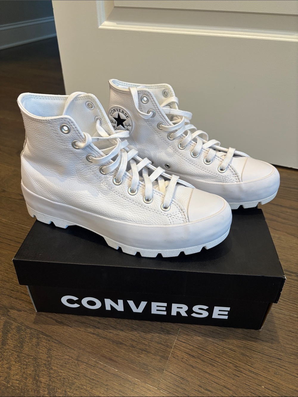Converse White High-Top Platform Lugged High Top Sneakers